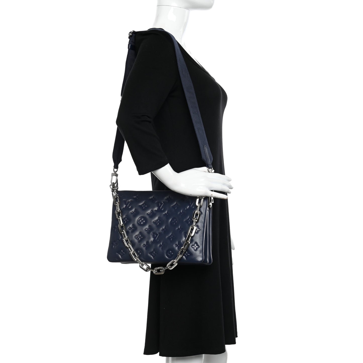 Lambskin Embossed Monogram Coussin PM Navy