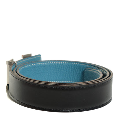 Hermes Box Taurillon Clemence 32mm H Belt 95 Black Blue Jean 3 of 10
