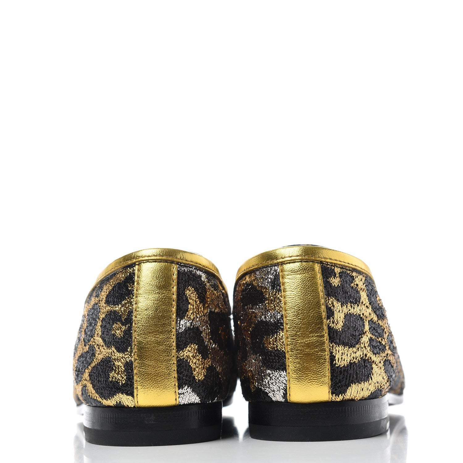 Gucci Jacquard Leopard Print Horsebit Womens Jordaan Loafers 37.5 Gold 7 of 11