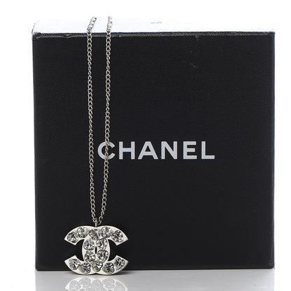 Chanel Crystal Heart CC Necklace Silver 5 of 5
