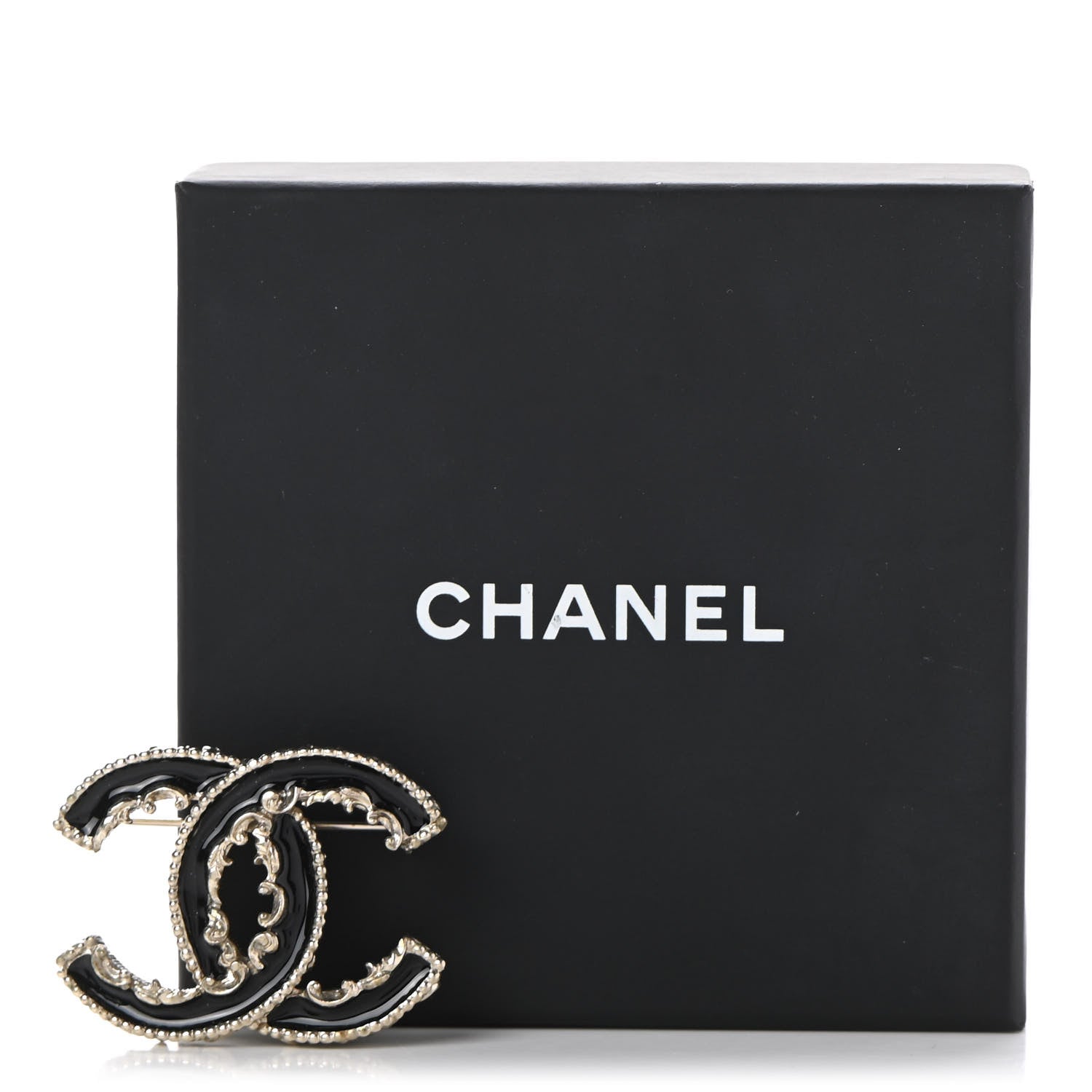 Chanel Enamel CC Baroque Brooch Black Gold 6 of 6