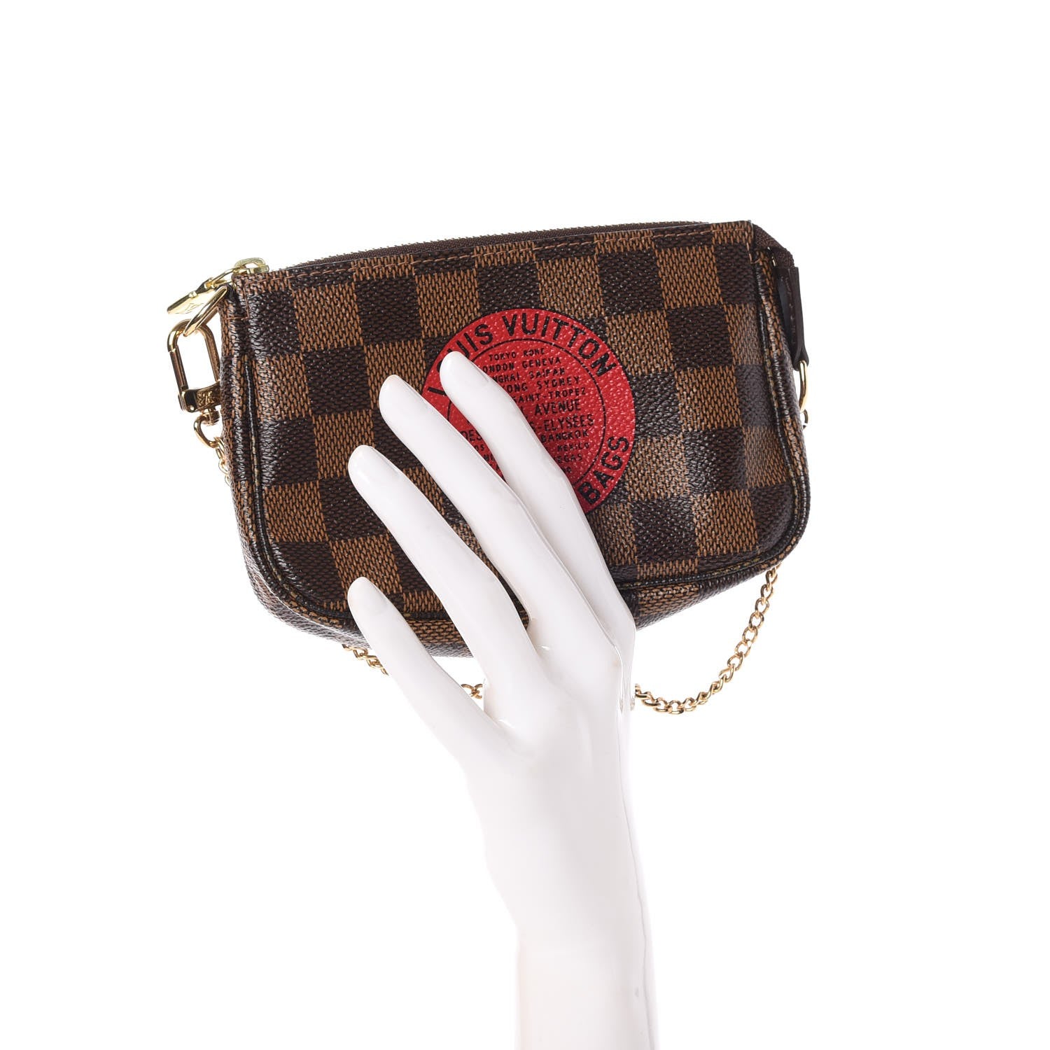 Louis Vuitton Damier Ebene Complice Trunks and Bags Mini Pochette Accessories Red 2 of 8