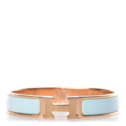 Hermes Enamel Narrow Clic Clac H Bracelet GM Bleu Glacier 1 of 7
