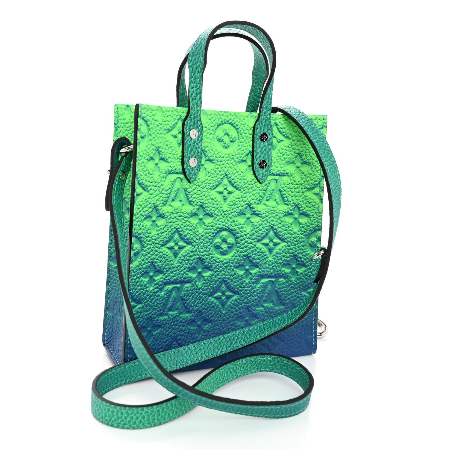 Louis Vuitton Taurillon Illusion Sac Plat XS Bleu Vert 3 of 9