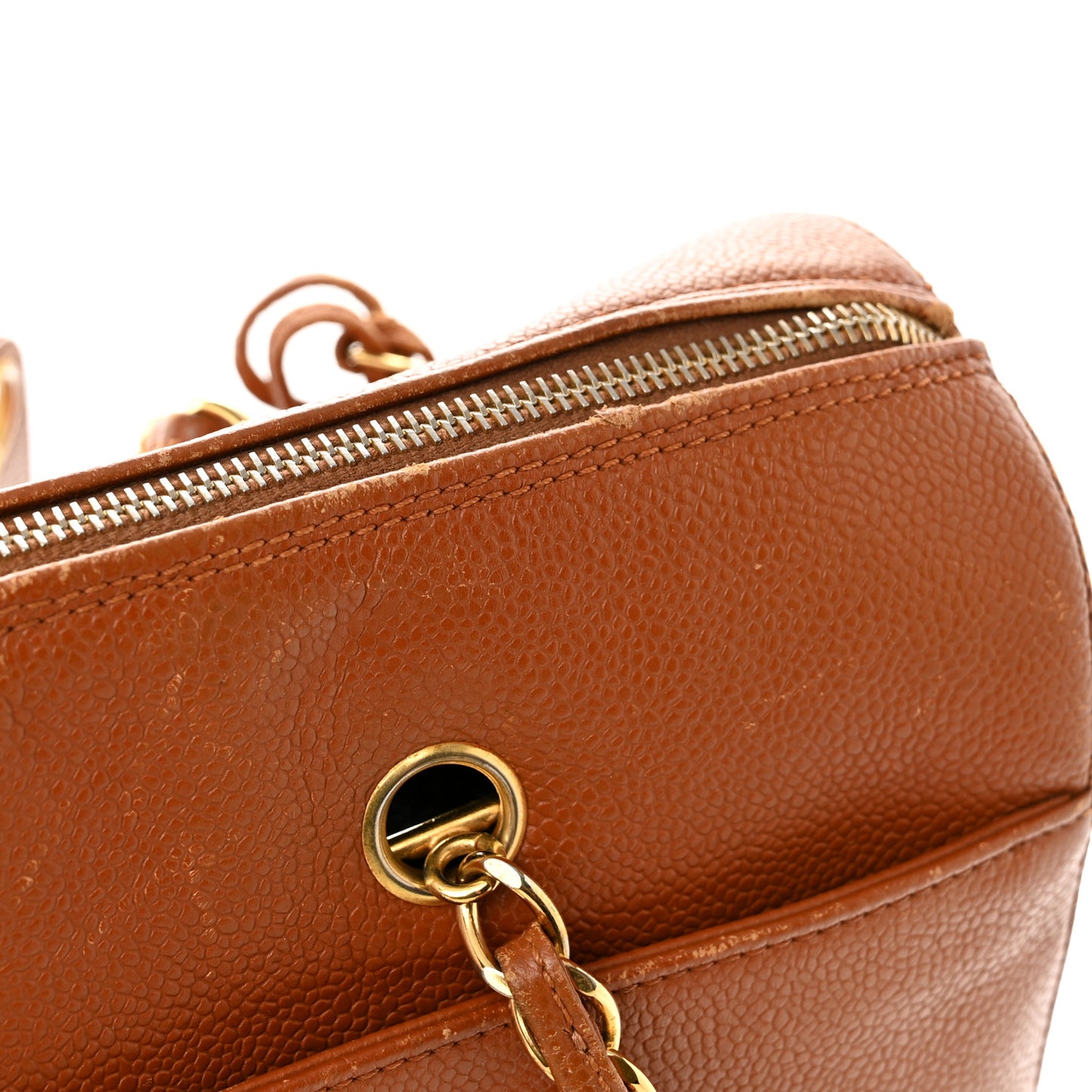 Caviar Large CC Shoulder Bag Light Brown