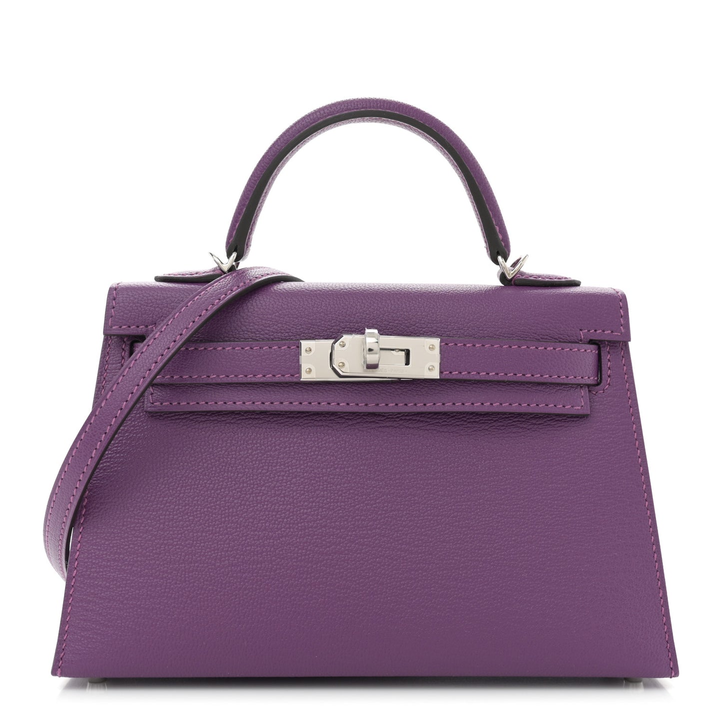 Chevre Mysore Verso Mini Kelly Sellier 20 Violet Raisin