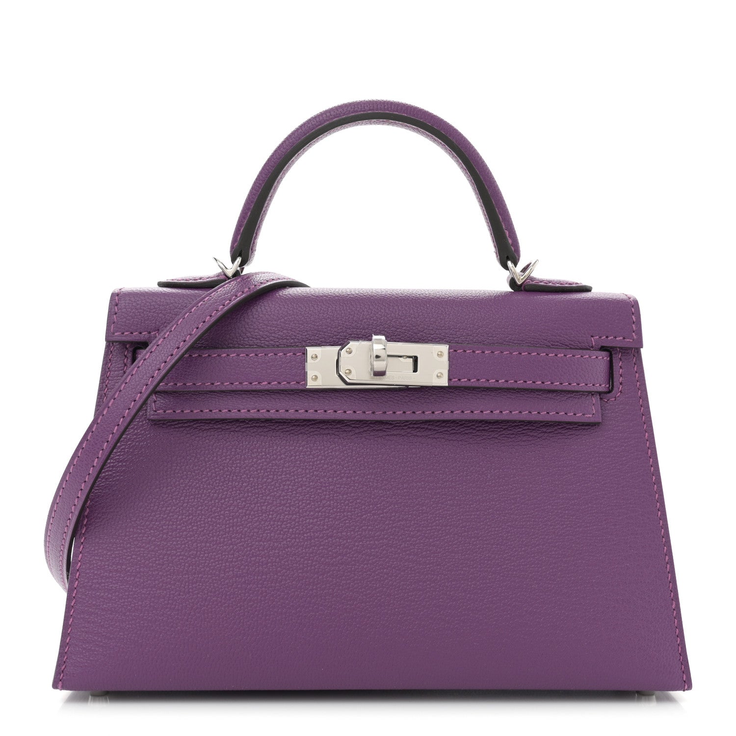 Hermes Chevre Mysore Verso Mini Kelly Sellier 20 Violet Raisin 1 of 11