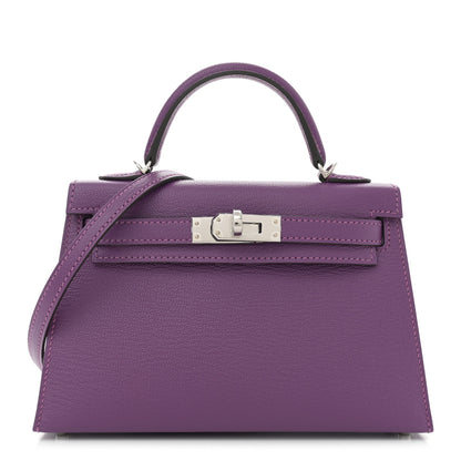 Hermes Chevre Mysore Verso Mini Kelly Sellier 20 Violet Raisin 1 of 11