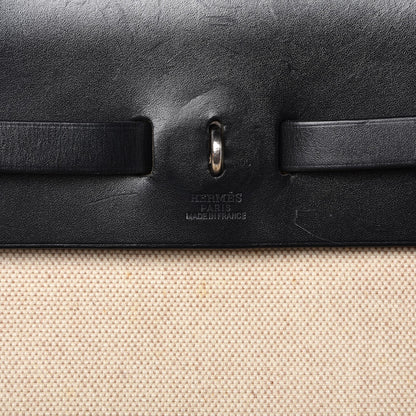 Hermes Toile Vache Calfskin Herbag 39 MM Natural Black 6 of 19