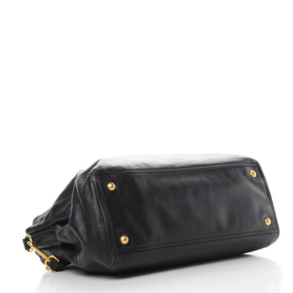 Prada Soft Calfskin Double Zip Shoulder Bag Black 4 of 19