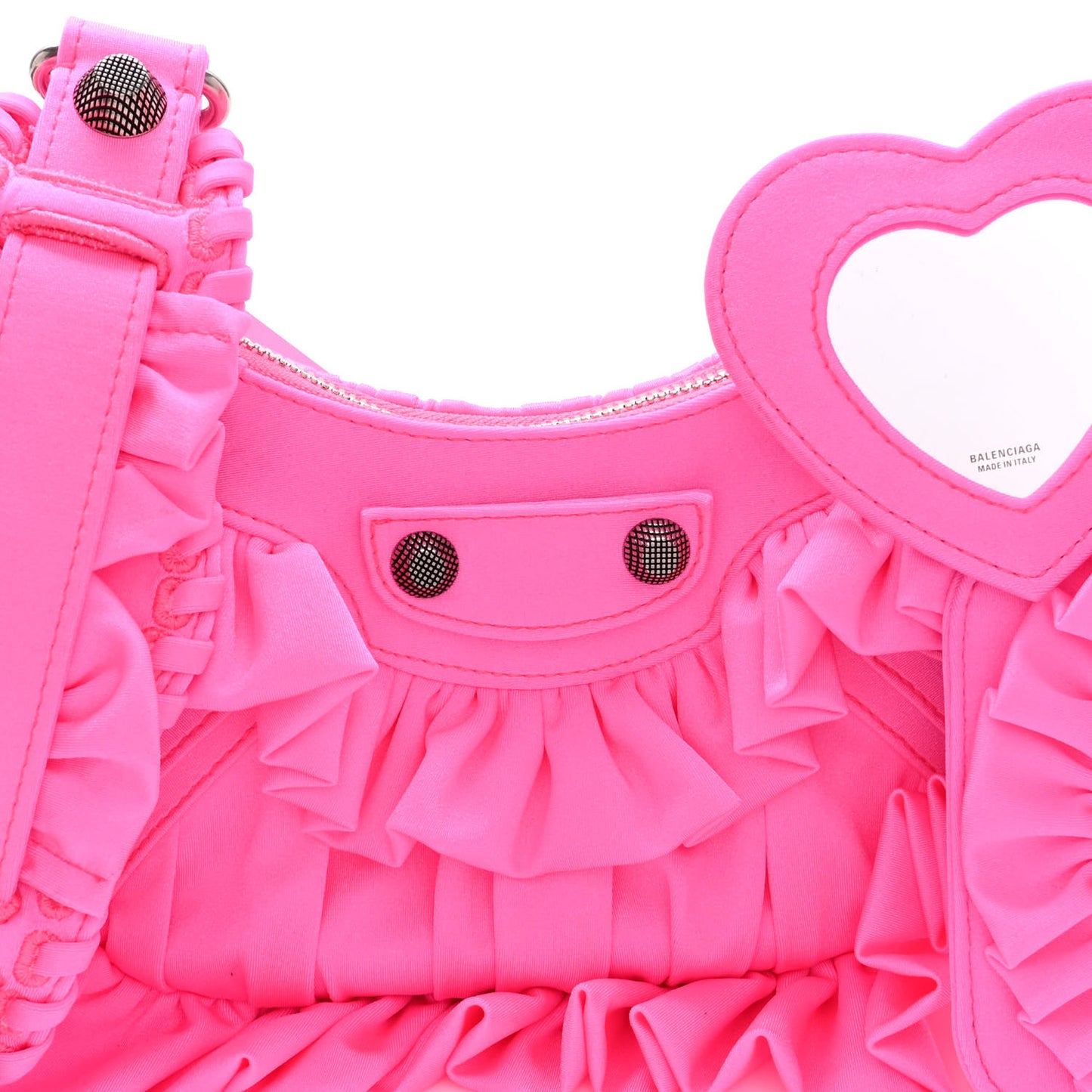 Ruffled Jersey Le Cagole Shoulder Bag XS Fluo Pink