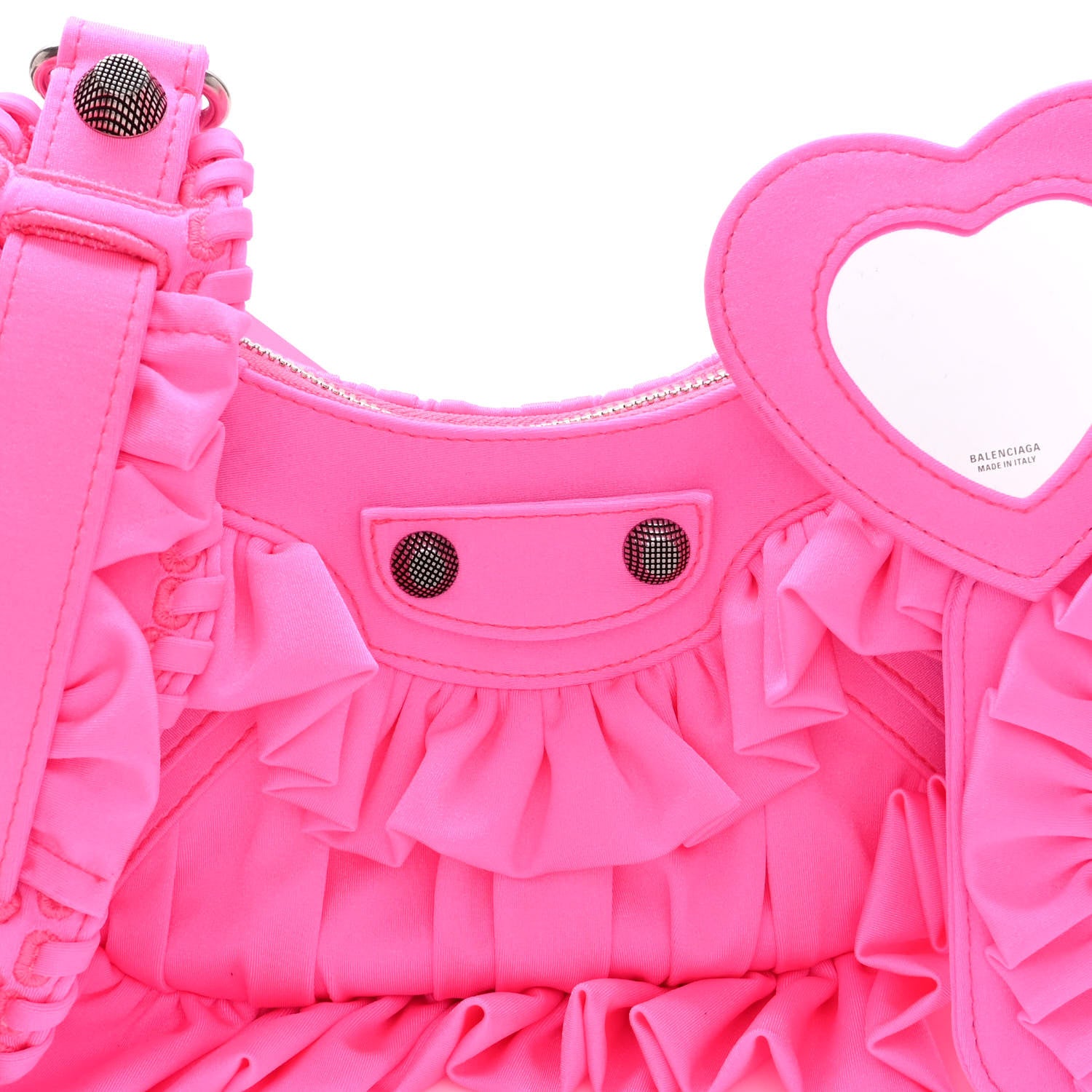 Balenciaga Ruffled Jersey Le Cagole Shoulder Bag XS Fluo Pink 7 of 9