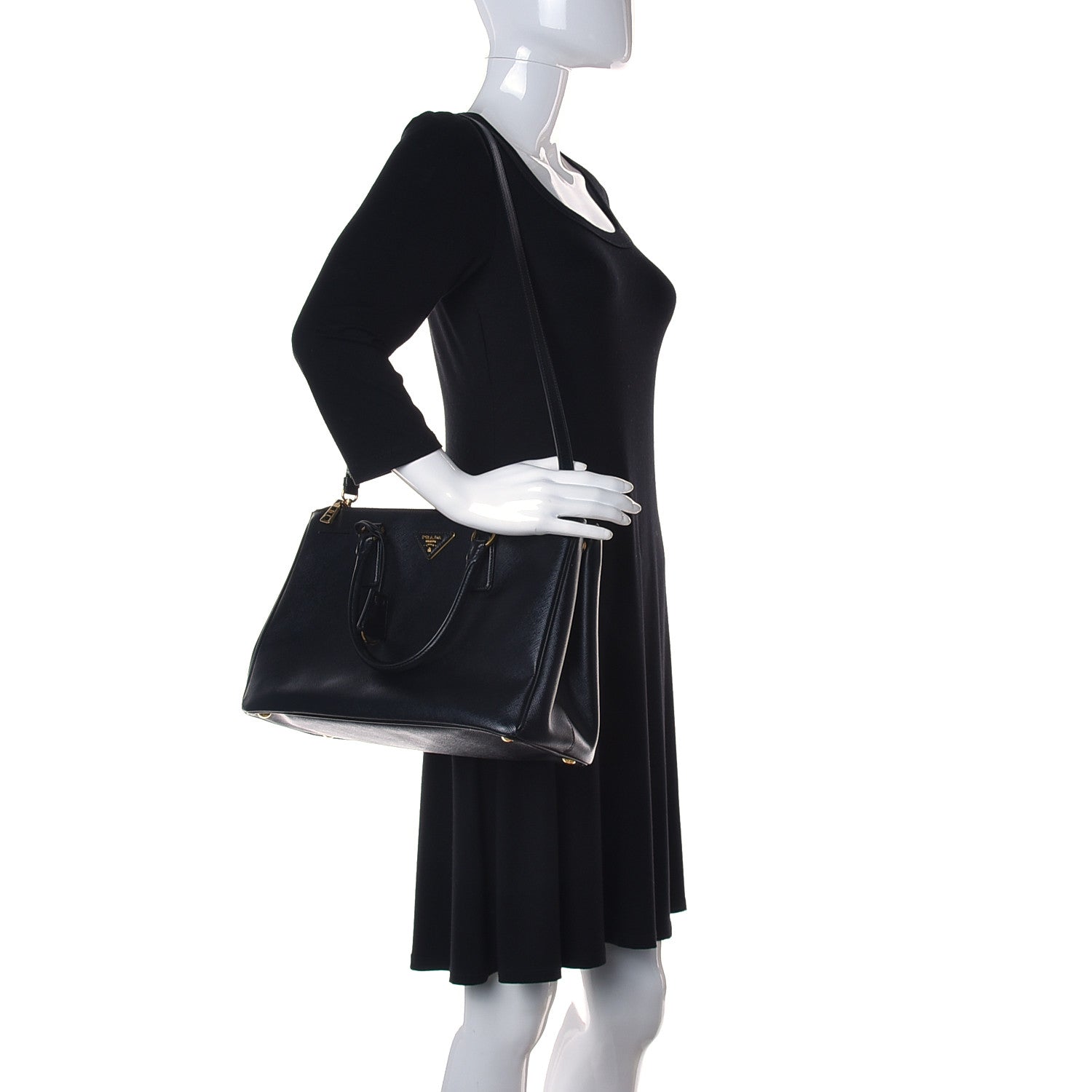 Prada Saffiano Large Galleria Double Zip Tote Black 2 of 13