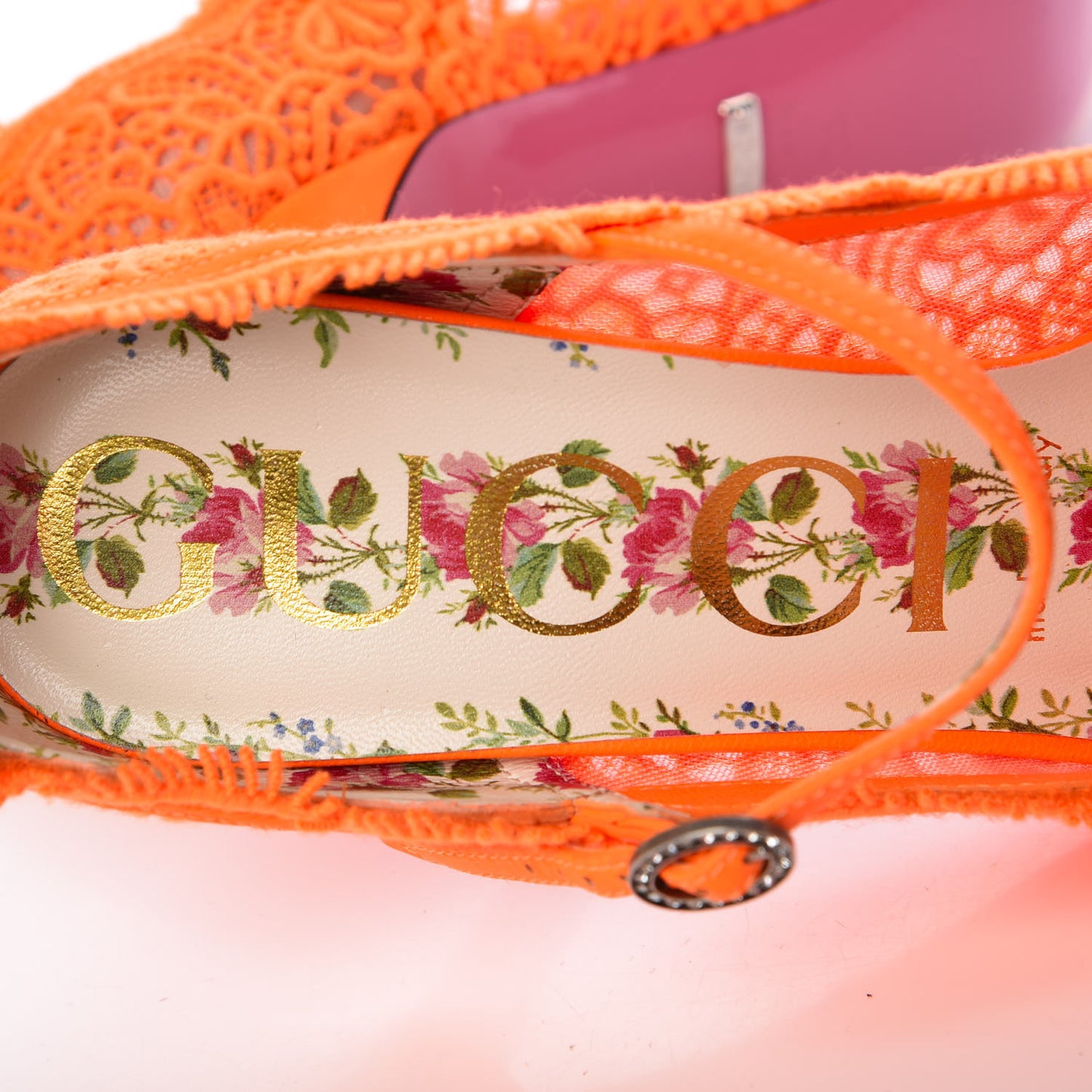 Lace Pizzo Venice Pumps 38 Orange Fluo