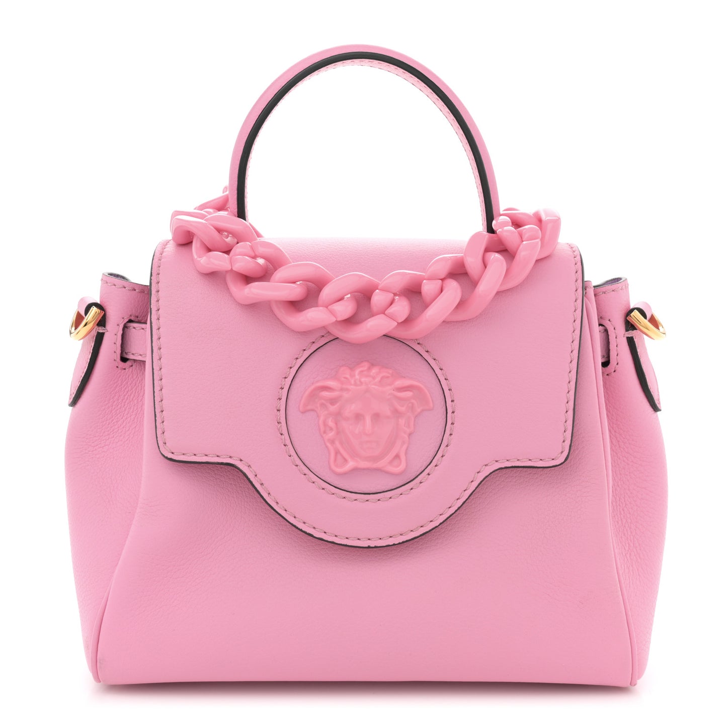 Grained Calfskin Small La Medusa Top Handle Bag Pink