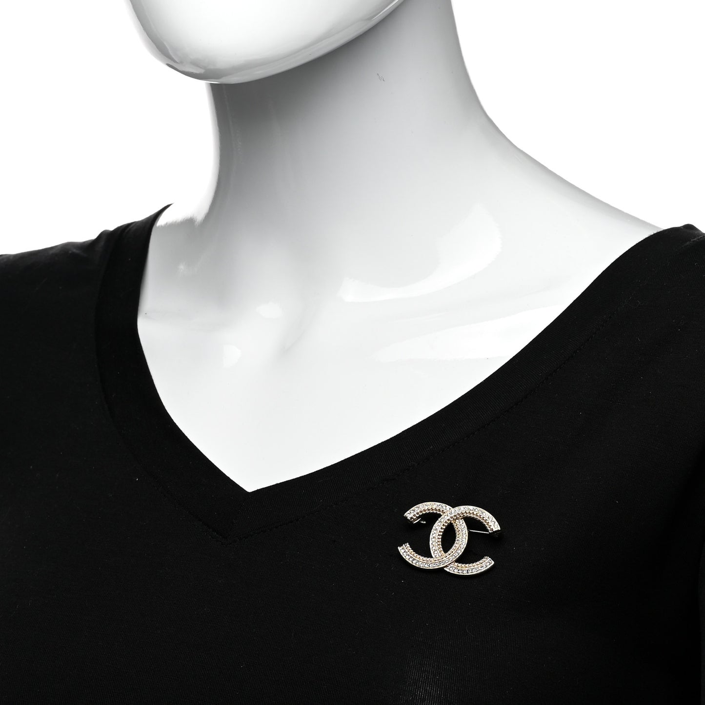 Crystal CC Brooch Gold