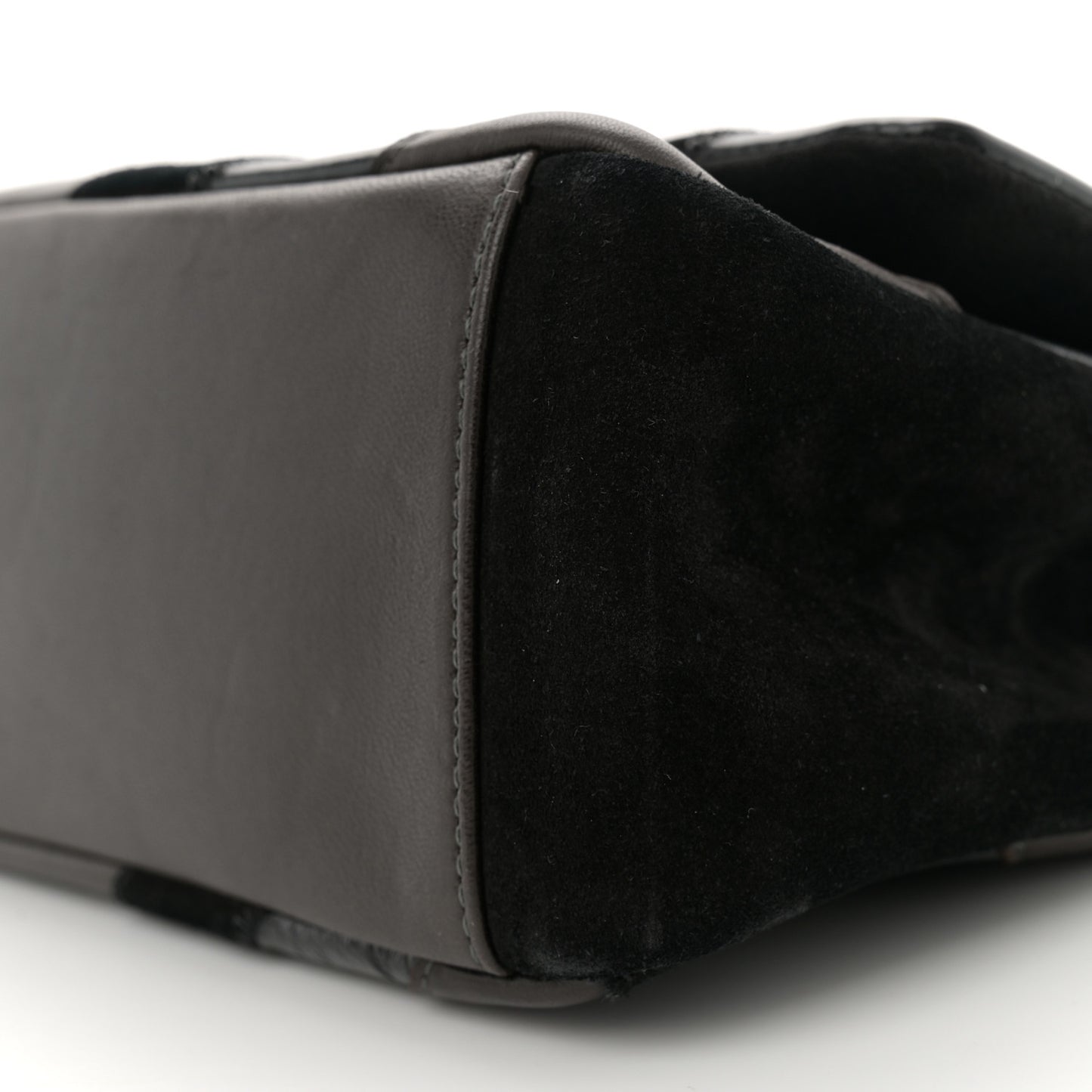 Suede Lambskin Glazed Calfskin Lady Vintage Chevron Flap Black Brown