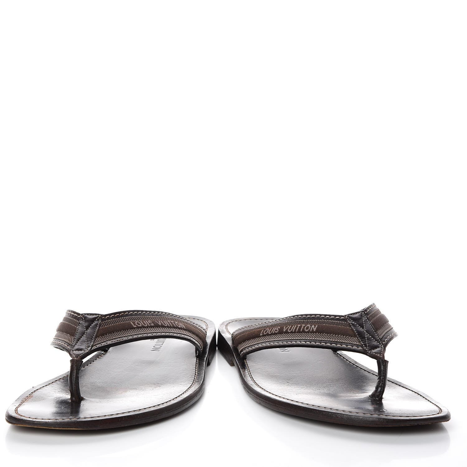 Louis Vuitton Canvas Damier Mens Thong Sandals 8.5 Brown 6 of 11