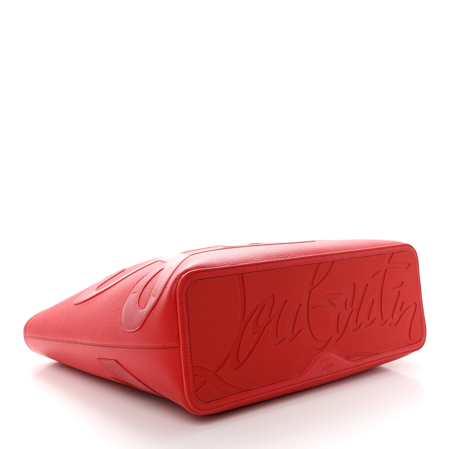 Christian Louboutin Calfskin Patent Logo Spikes East West Cabata Tote Red 5 of 12