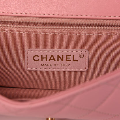 Chanel Lambskin Quilted Pearl Chain Flap Bag Pink 6 of 14