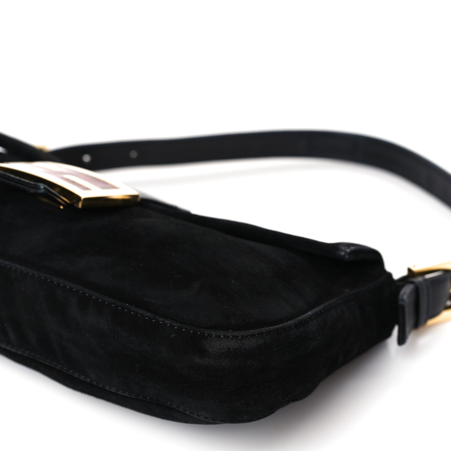 Suede Calfskin Baguette Black