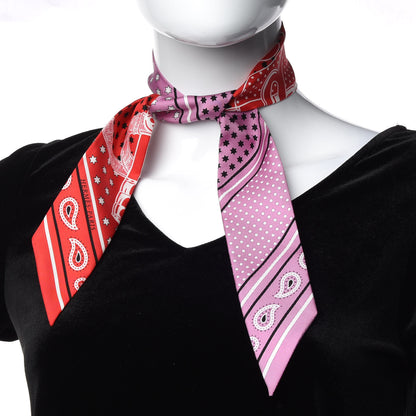 Hermes Silk Eperon d'Or Cut Twilly Parme Blanc Rouge 2 of 4