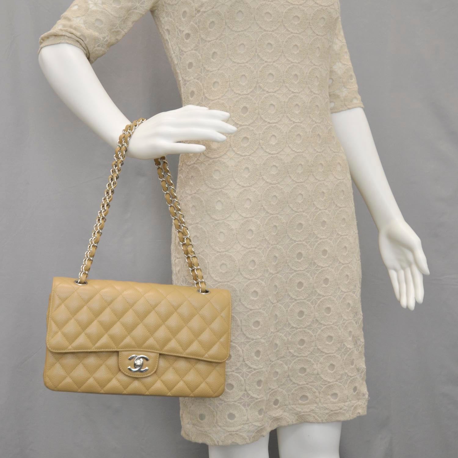 Chanel Caviar Quilted Medium Double Flap Beige 2 of 10
