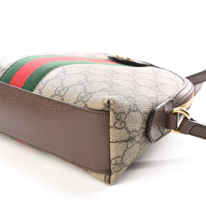 Gucci GG Supreme Monogram Textured Dollar Calfskin Web Small Ophidia Dome Shoulder Bag Beige Ebony New Acero 6 of 8