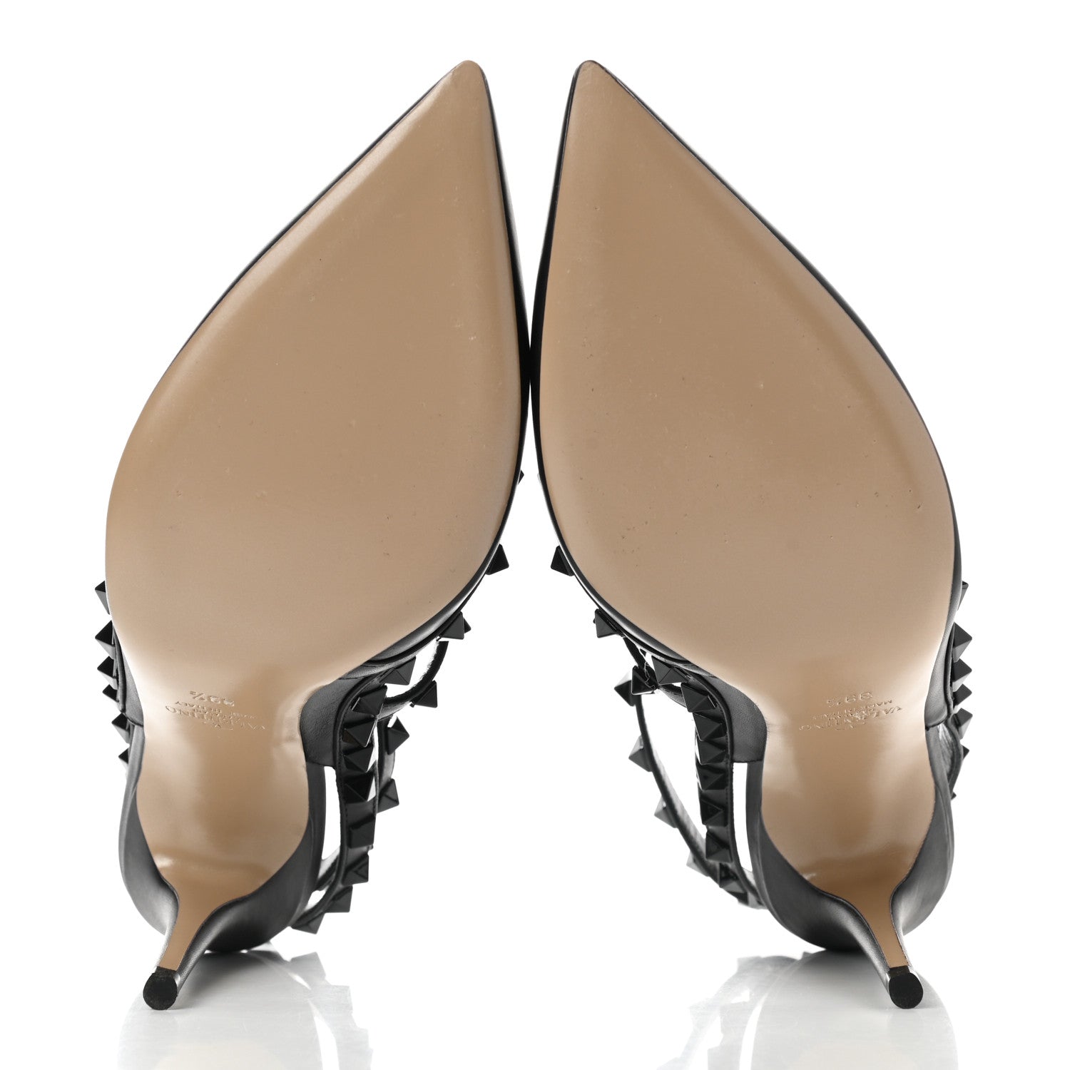 Valentino Garavani Calfskin Lacquered Monochrome Rockstud Ankle Strap 100mm Pumps 39.5 Black 5 of 9