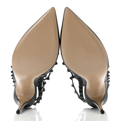 Valentino Garavani Calfskin Lacquered Monochrome Rockstud Ankle Strap 100mm Pumps 39.5 Black 5 of 9