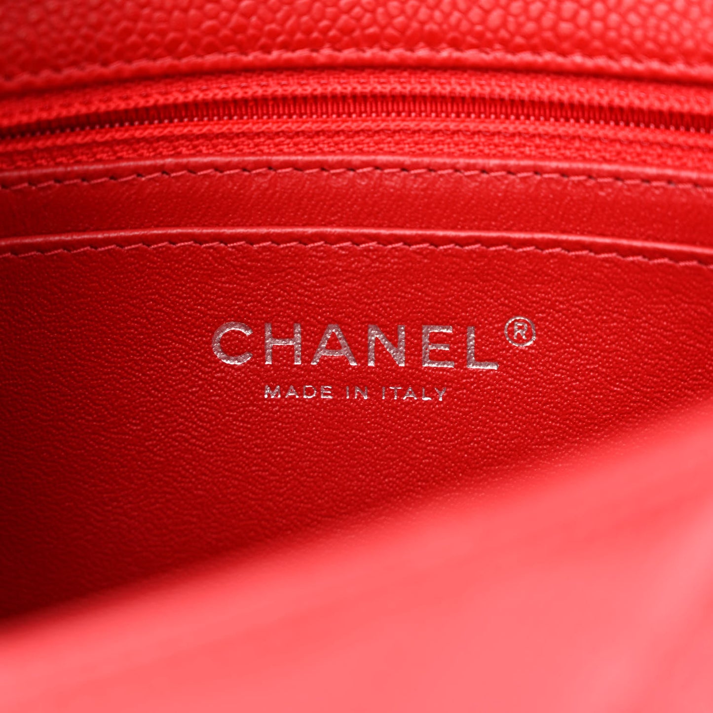 Caviar Quilted Mini Rectangular Flap Red