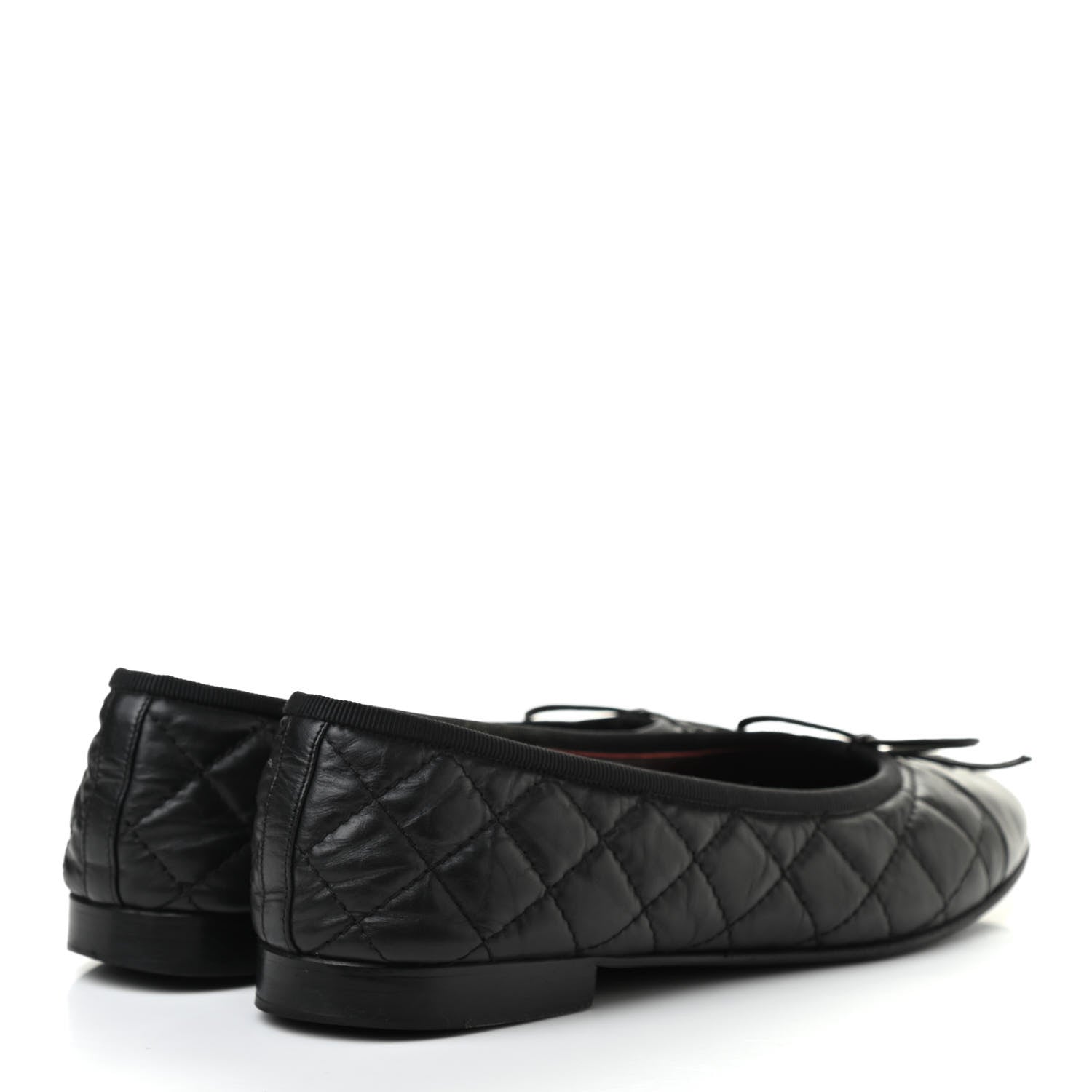 Chanel Aged Calfskin Quilted CC Cap Toe Ballerina Flats 37.5 Black 4 of 10