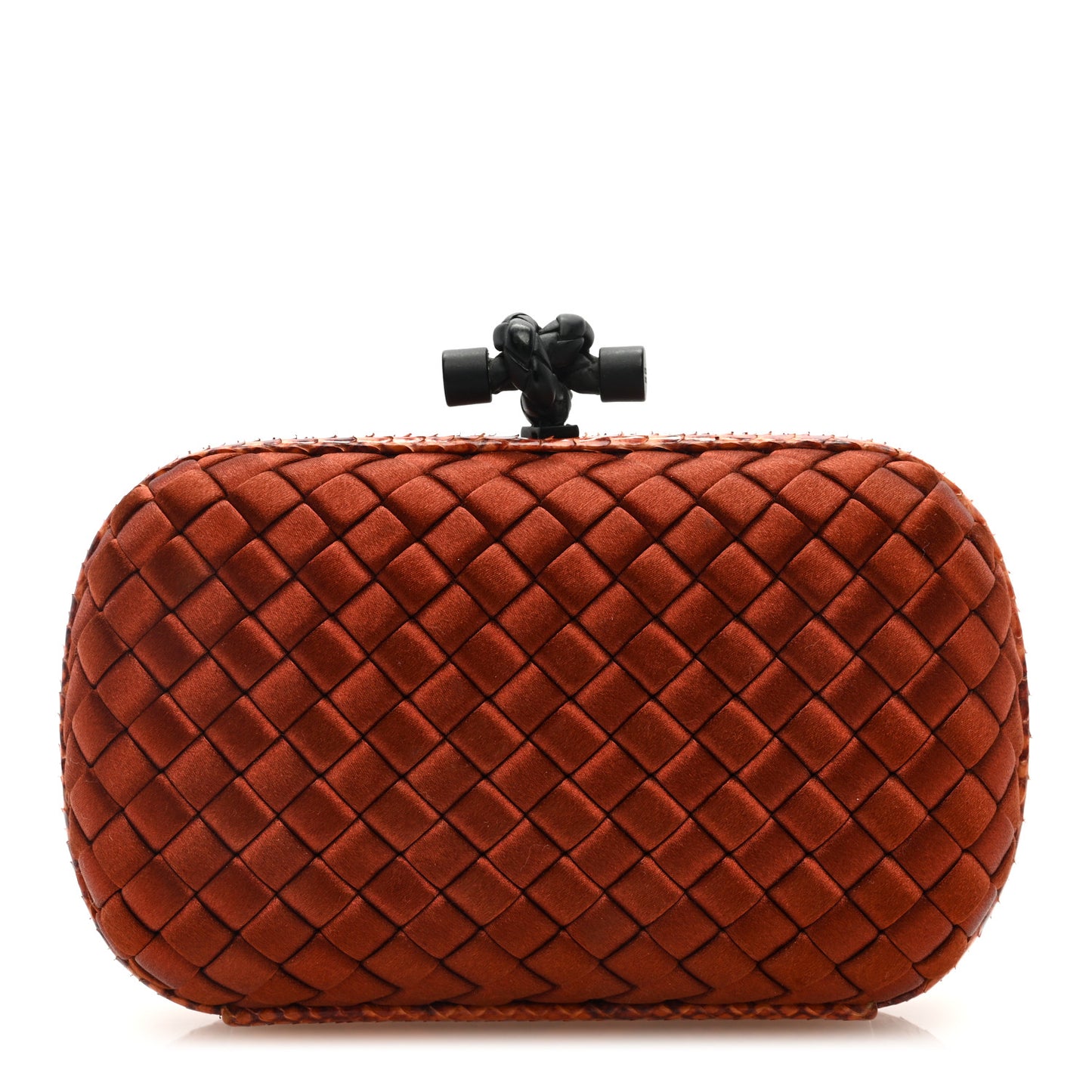 Satin Intreccio Impero Ayers Knot Clutch Orange