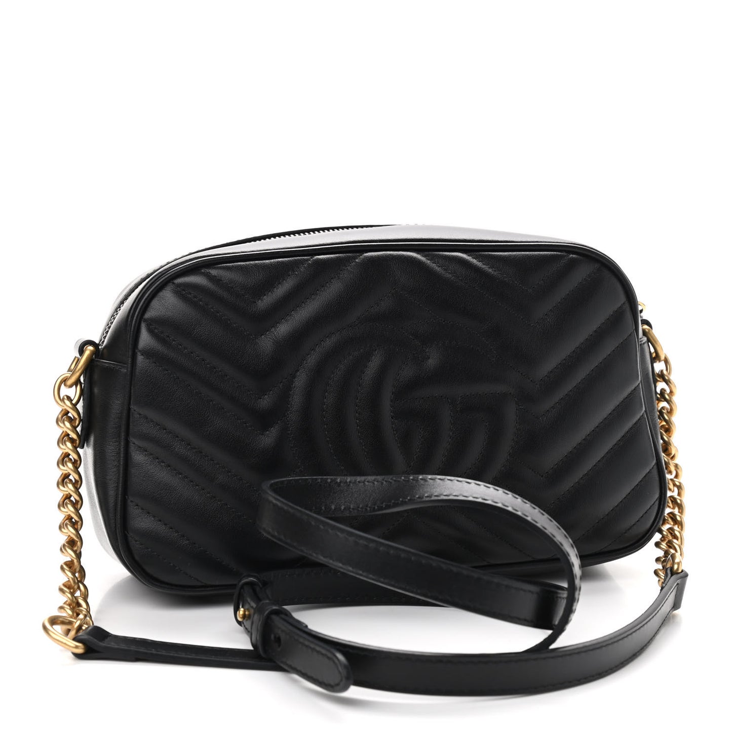 Calfskin Matelasse Small GG Marmont Chain Shoulder Bag Black