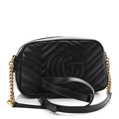 Gucci Calfskin Matelasse Small GG Marmont Chain Shoulder Bag Black 3 of 9