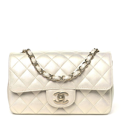 Chanel Iridescent Lambskin Quilted Mini Rectangular Flap Ivory 1 of 11