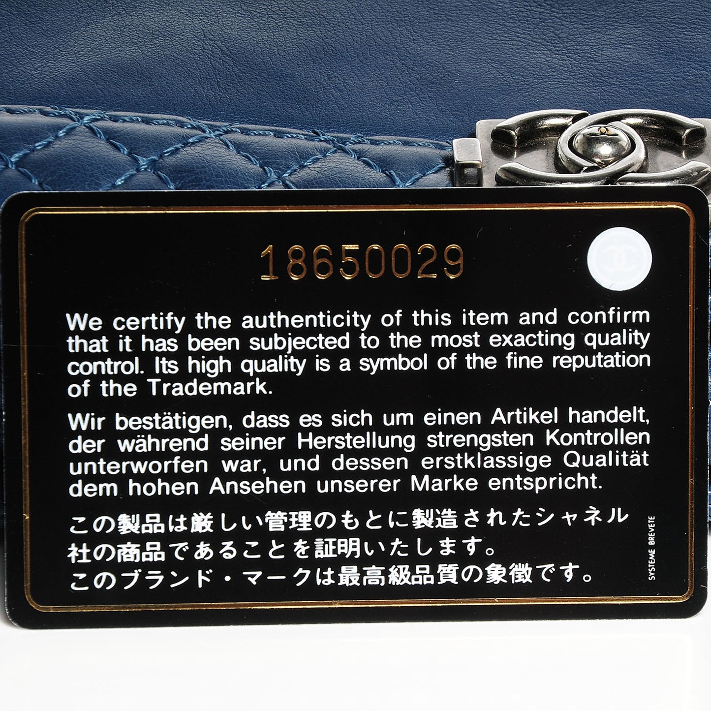 Calfskin Small Boy Reverso Flap Dark Blue