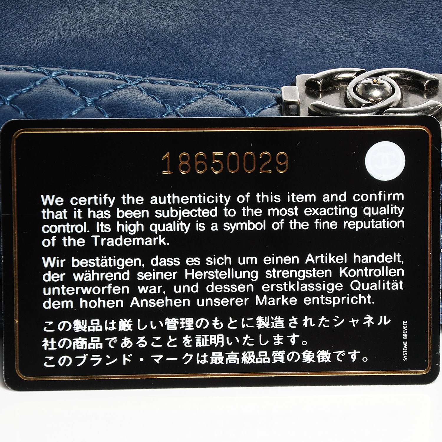 Chanel Calfskin Small Boy Reverso Flap Dark Blue 12 of 14