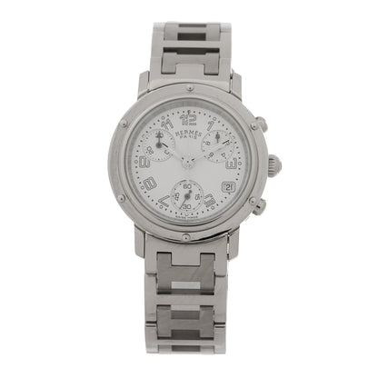 Hermes Stainless Steel 31mm Clipper Chronograph Quartz Watch 1 of 4
