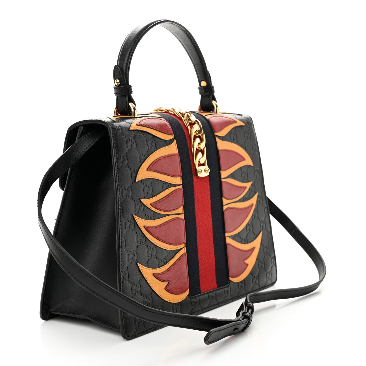 Gucci Guccissima Signature Medium Sylvie Top Handle Bag Black 3 of 11