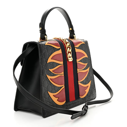 Gucci Guccissima Signature Medium Sylvie Top Handle Bag Black 3 of 11