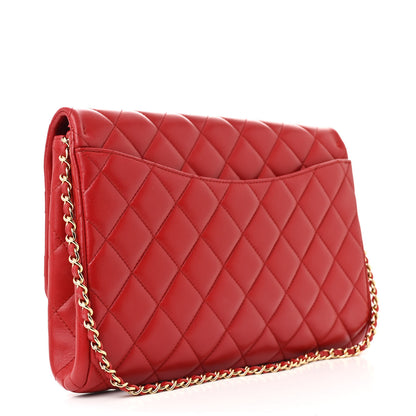 Chanel Lambskin Quilted Clutch With Chain Flap Red 3 of 12