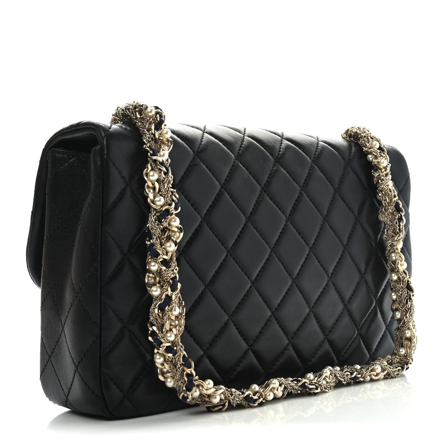 Lambskin Quilted Medium Westminster Pearl Flap Black