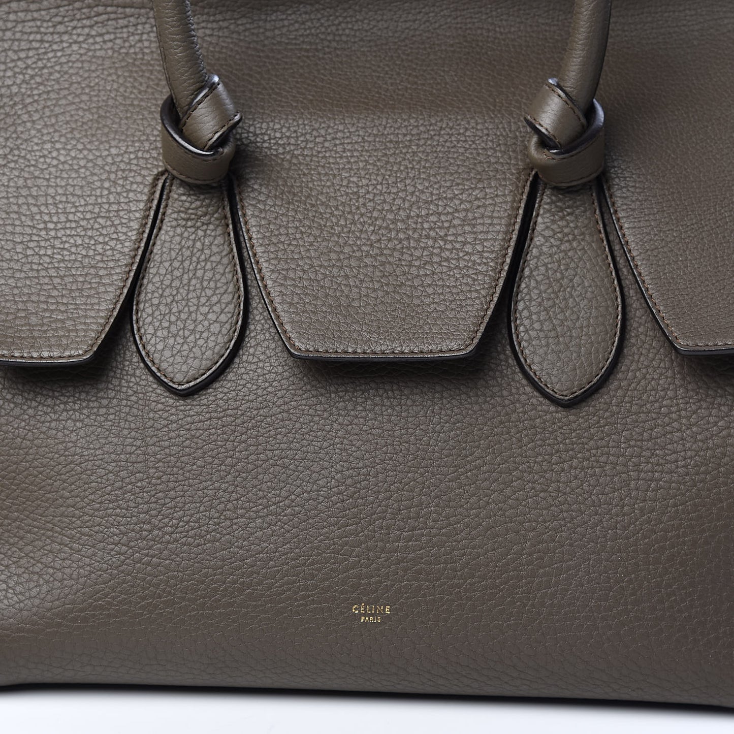 Crisped Calfskin Large Tie Knot Tote Grey