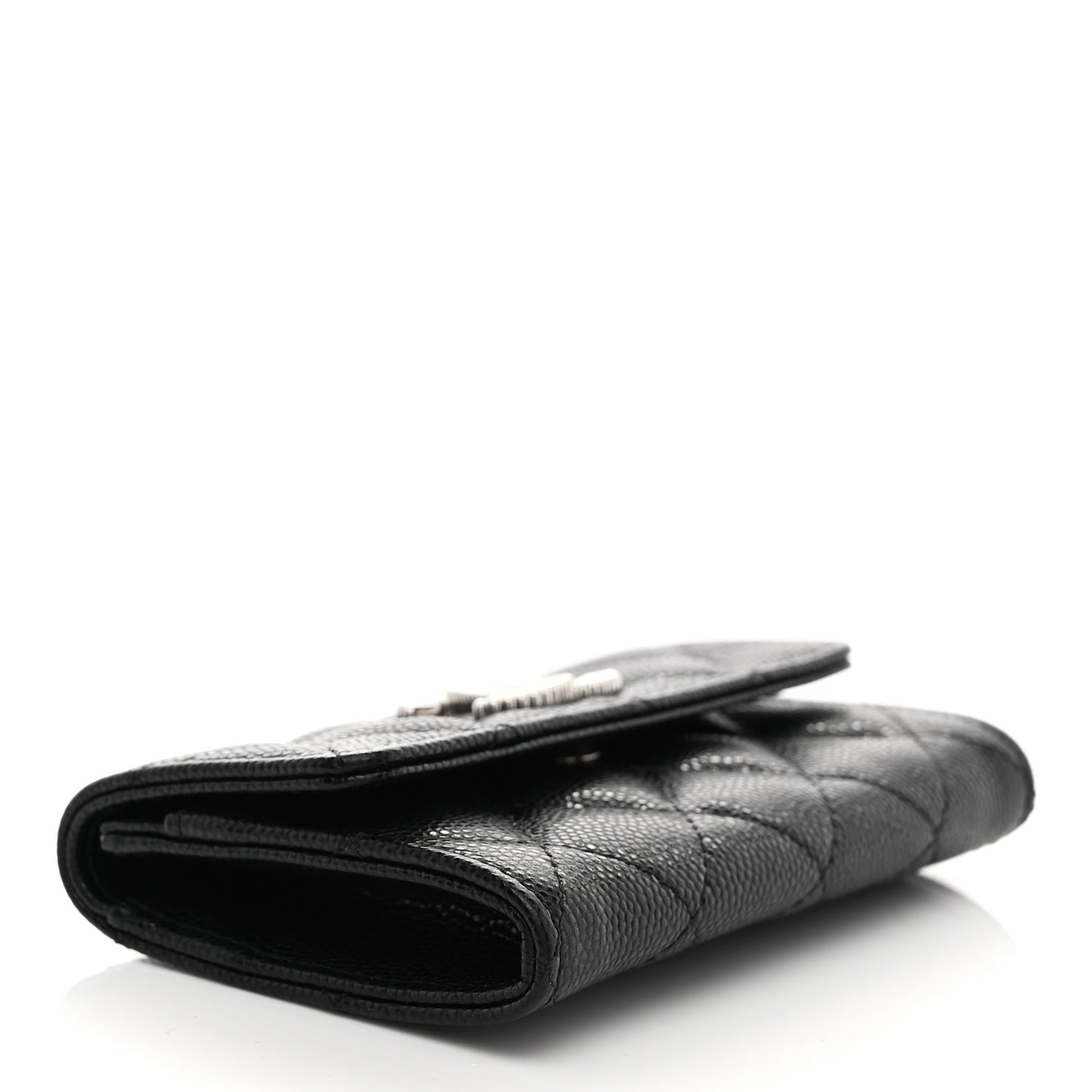 Caviar Quilted CC Flap Card Holder Black