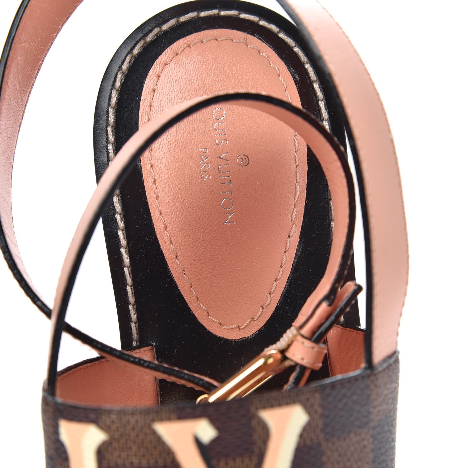 Louis Vuitton Calfskin Damier Ebene Passenger Flat Sandals 39 Venus Pink 6 of 9