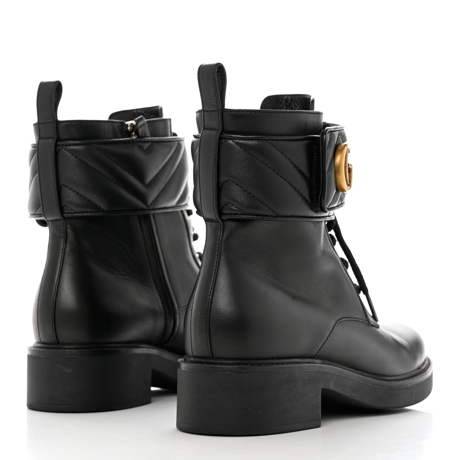 Gucci Flores Calfskin Nappa Matelasse GG 40mm Ankle Boots 37.5 Black 4 of 11