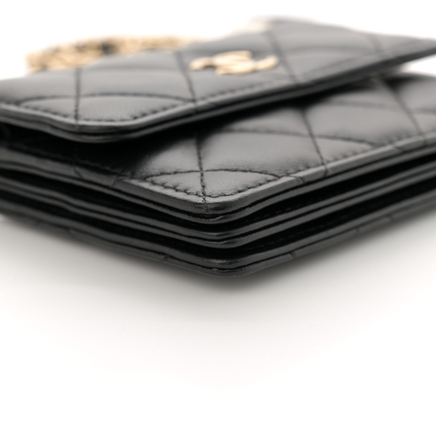 Chanel Lambskin Quilted My Chanel Lady Card Holder On Chain Black 9 of 11