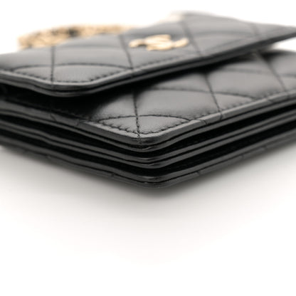 Chanel Lambskin Quilted My Chanel Lady Card Holder On Chain Black 9 of 11
