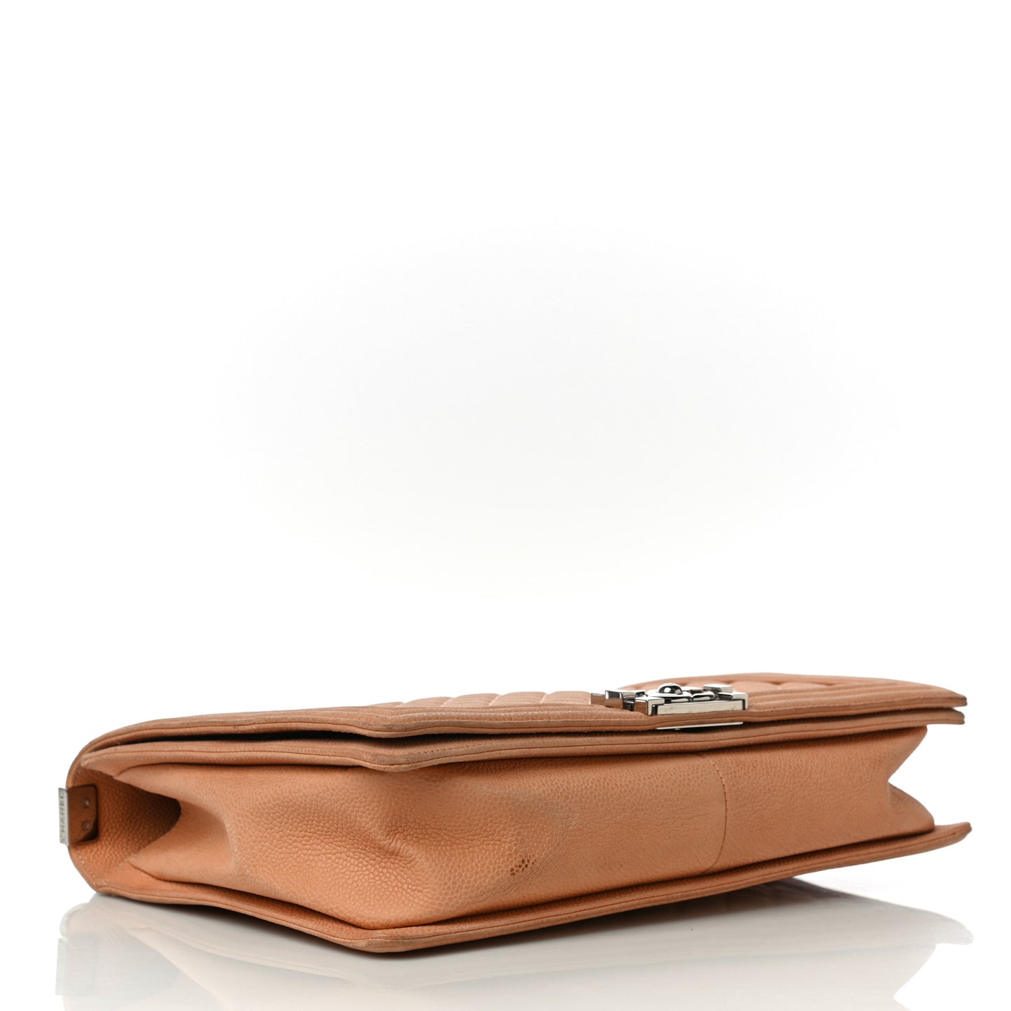 Iridescent Caviar Quilted Large Boy Flap Beige